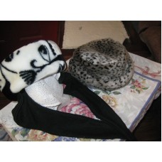 Vintage 2  1970s  Hat ( Black and White  Leopard ) Faux Fur   U.S.A.  eb-41928348